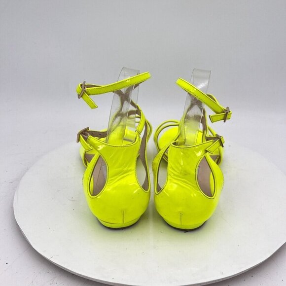 Jimmy Choo Women Size EU 39 US 9 Shocking Yellow Patent Leather Gladiator Shoes - Picture 5 of 13